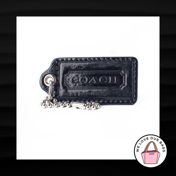 2.5" Large COACH BLACK PATENT LEATHER KEY FOB BAG CHARM KEYCHAIN HANGTAG TAG - Picture 1 of 1